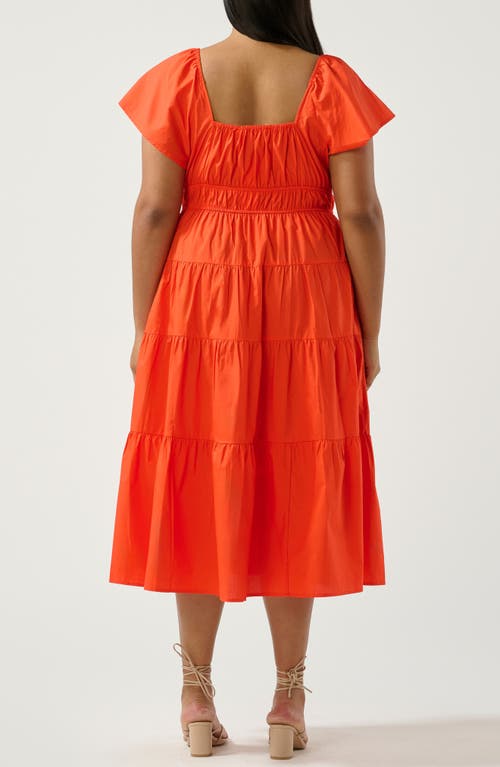 Estelle Ana Cotton Midi Dress In Tangerine