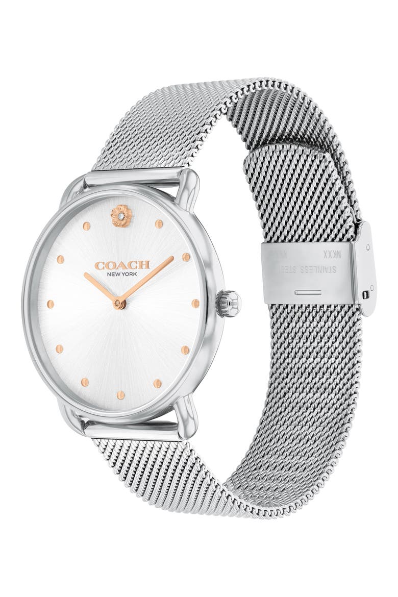 Elliot Mesh Strap Watch, 36mm, Alternate, color, SILVER WHITE