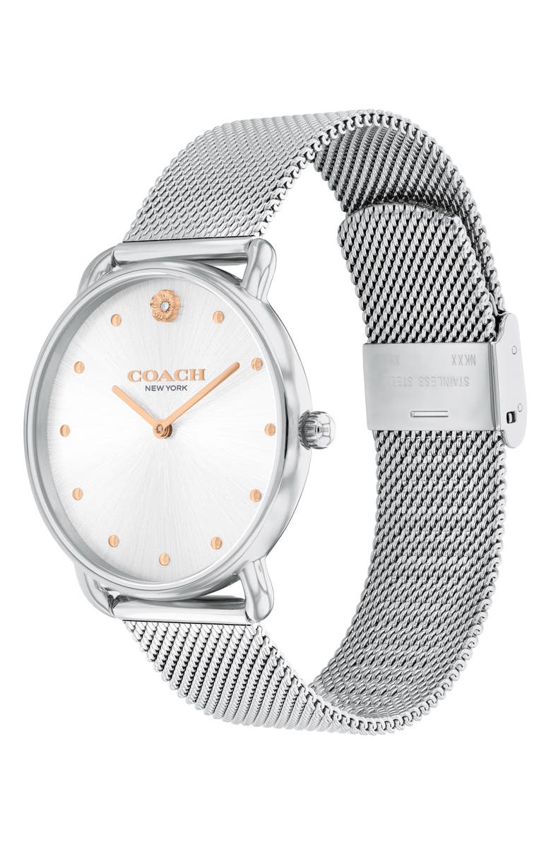 COACH Elliot Mesh Strap Watch, 36mm, Alternate, color, Silver White