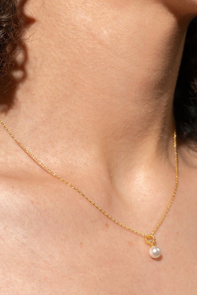 14k Gold Plated Marie Pearl Charm Necklace Dainty Minimalist Gift, Alternate, color, Gold