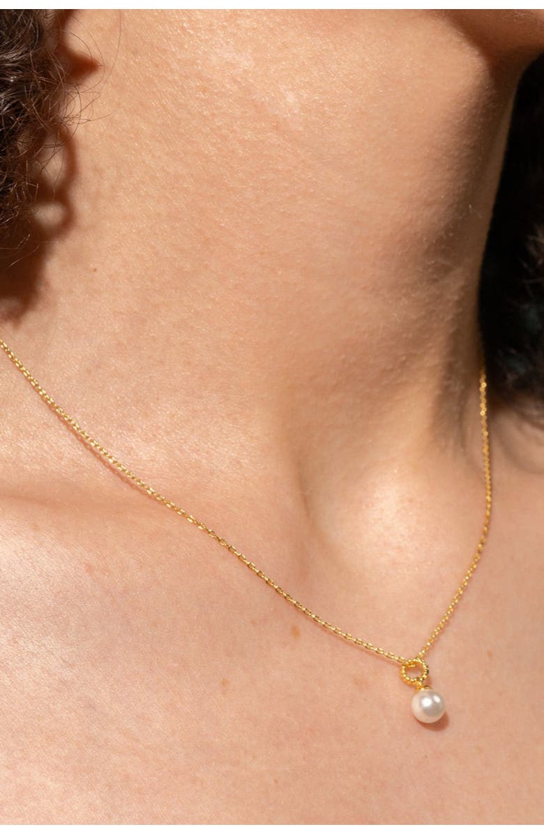 Bearfruit Jewelry 14k Gold Plated Marie Pearl Charm Necklace Dainty Minimalist Gift, Alternate, color, Gold