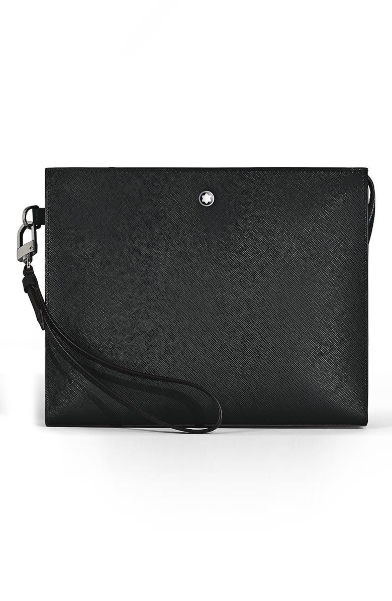 Montblanc Sartorial Leather Zip Pouch, Main, color, Black