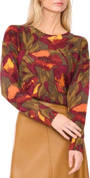 Vince Camuto Floral Crewneck Sweater