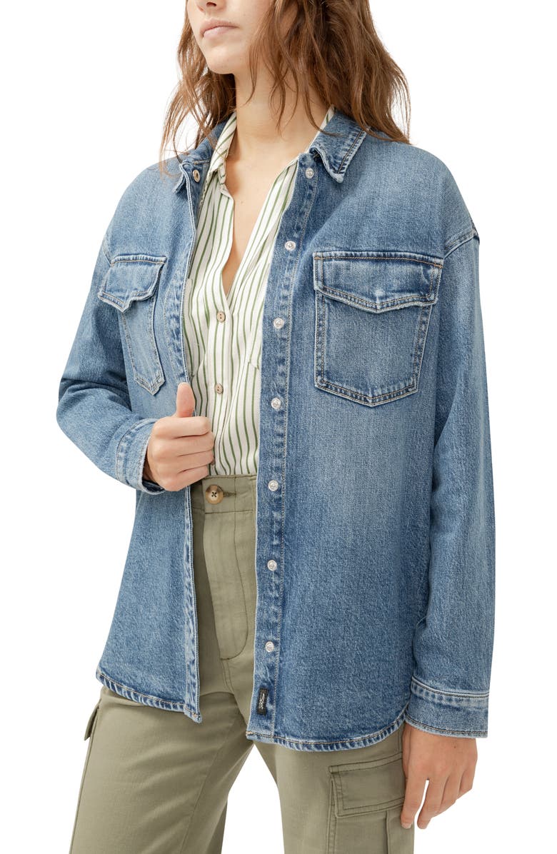 Silver Jeans Co. Oversize Denim Shirt Jacket, Alternate, color, Indigo