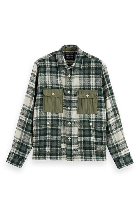 Plaid Patchwork Regular Fit Button-Up Shirt