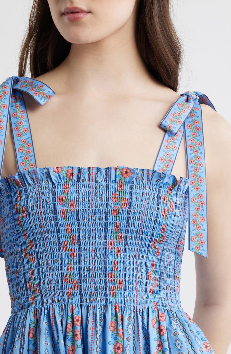 Hill House Home The Ribbon Ellie Nap Midi Dress, Alternate, color, Floral Batik Stripe Blue