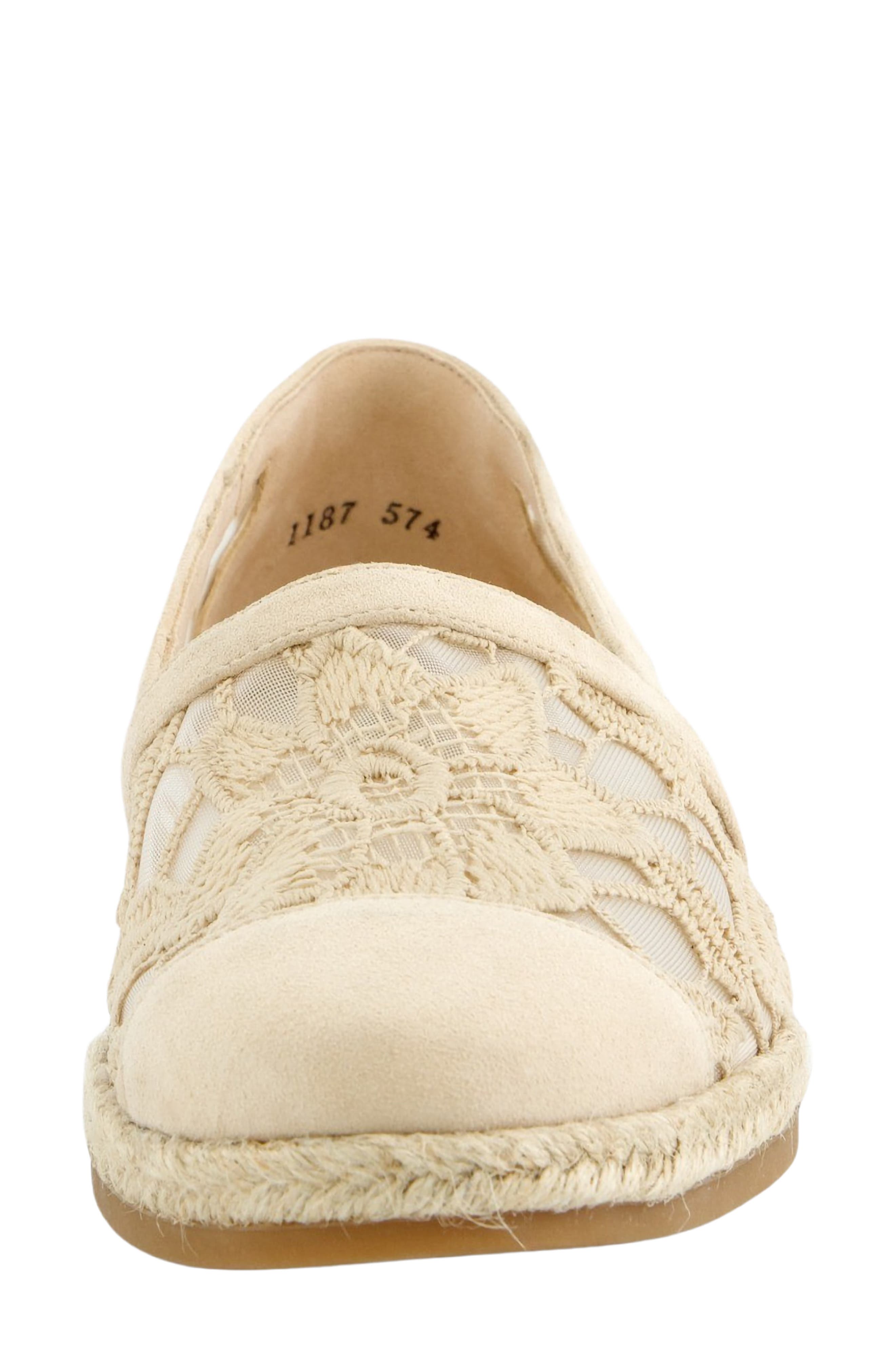 Danica Lace Flat, Alternate, color, BISCUIT SUEDE BLOSSOM MESH