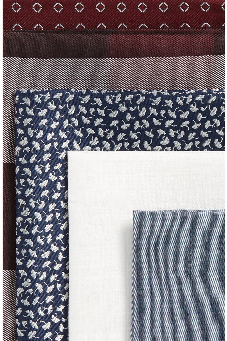 5-Pack Pocket Squares, Alternate, color, BURGUNDY