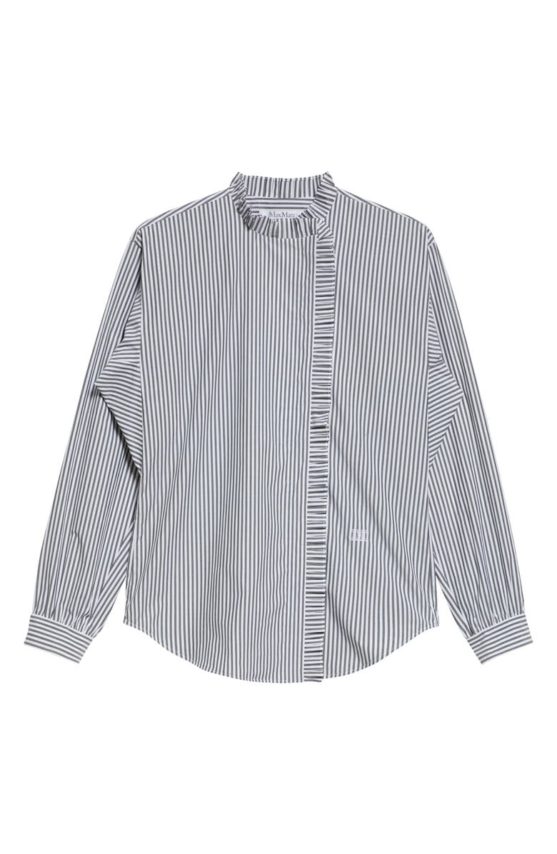 Max Mara Didy Stripe Asymmetric Placket Silk Button-Up Shirt, Alternate, color, 