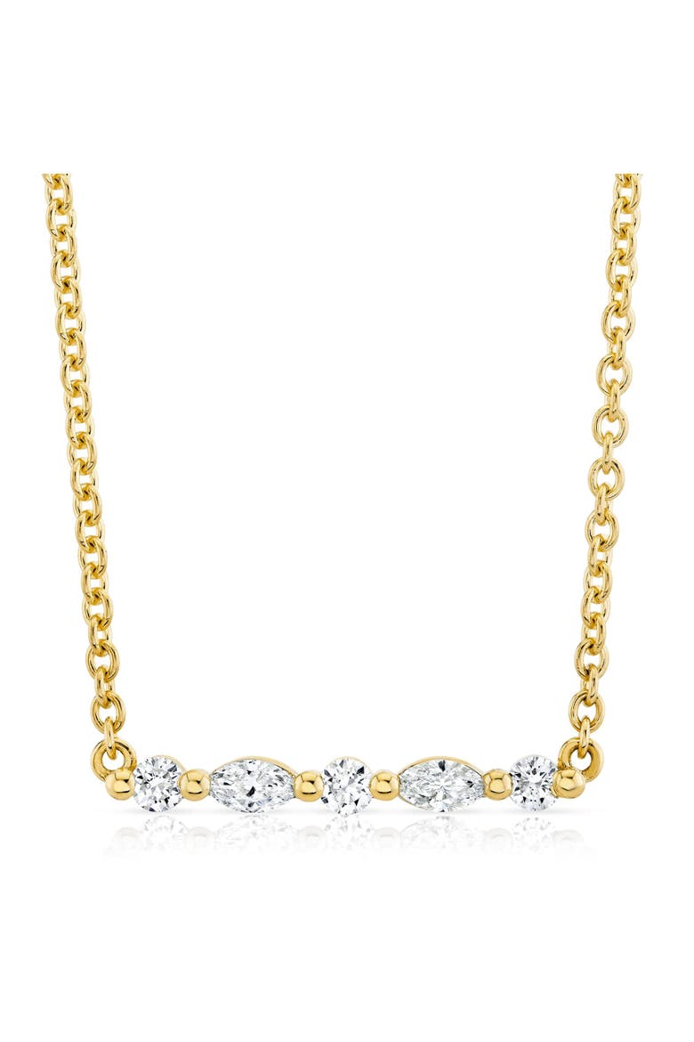 Mini Montage Marquise and Round Cut Diamond Bar Necklace, Alternate, color, 18K Yellow Gold