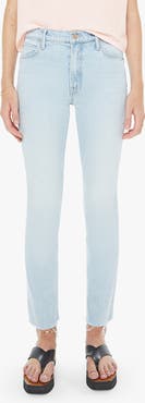 MOTHER The Rascal High Waist Fray Hem Flood Jeans