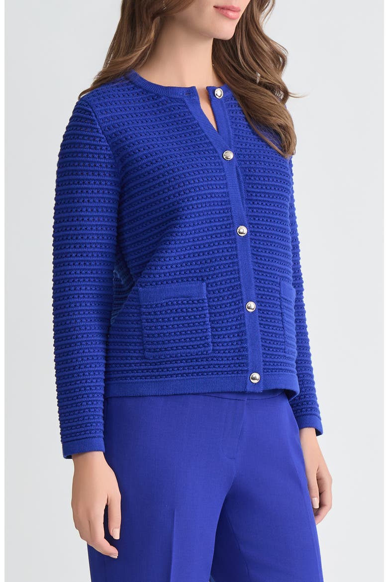 Pointelle Stitch Button-Up Cardigan, Alternate, color, ROYAL SIGNATURE