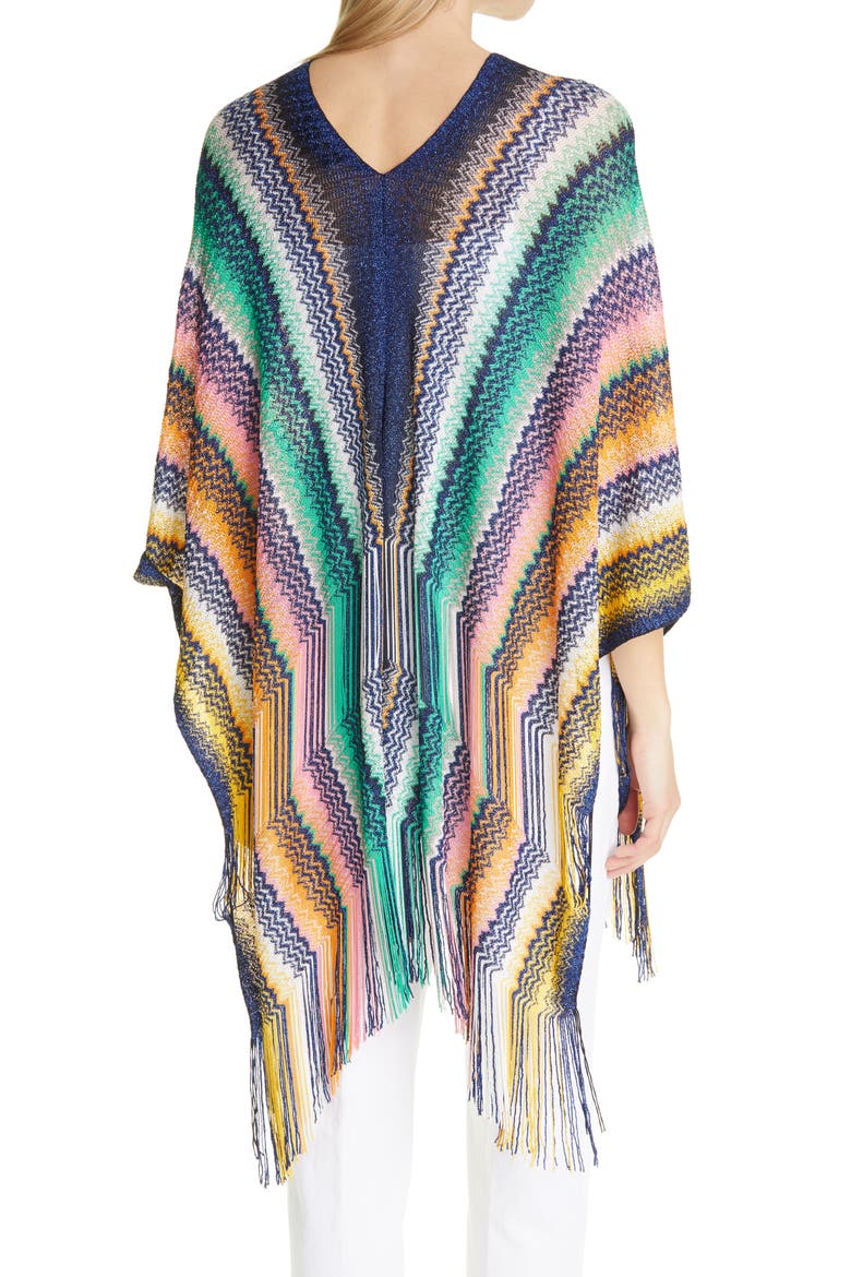 Metallic Zigzag Poncho, Alternate, color, BLUE MULTI