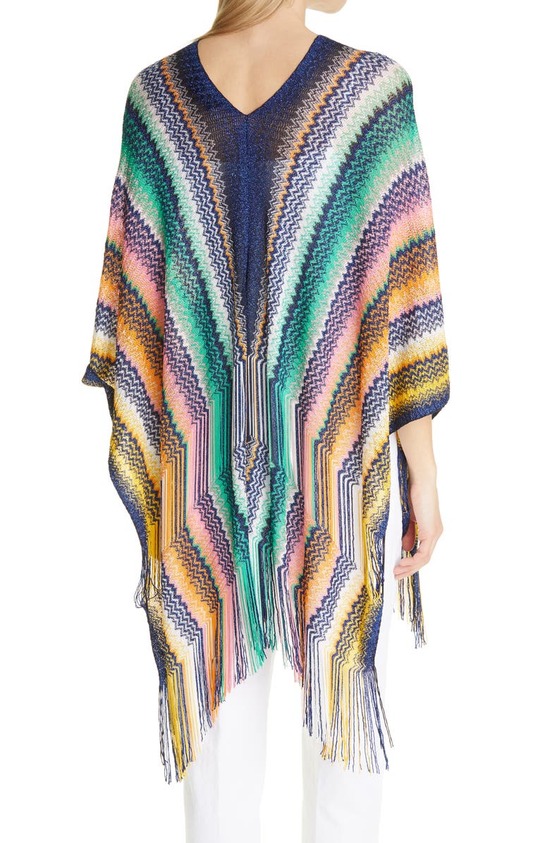 Missoni Metallic Zigzag Poncho, Alternate, color, 