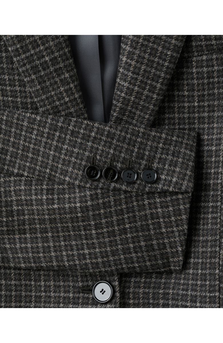 MANGO Check Wool Blend Blazer, Alternate, color, Grey