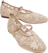 Prologue Shoes Juny Mesh Floral Embroidery Ballet Flat