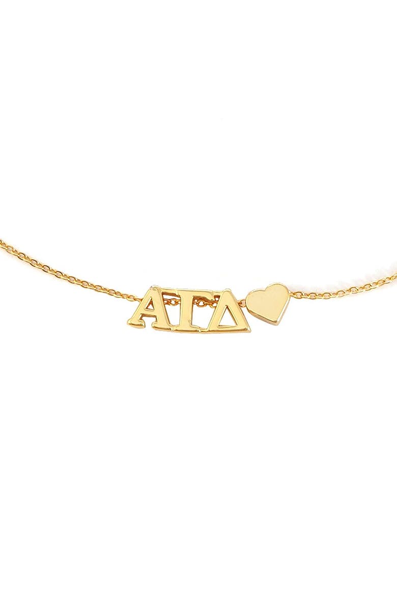 Color Shout Alpha Gamma Delta Sorority Gold Heart Necklace, Alternate, color, Yellow Gold