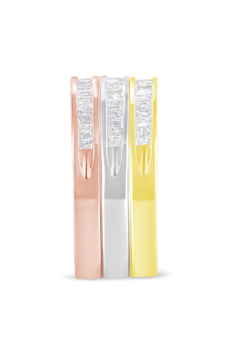 Haus of Brilliance 10K Gold over Silver 5/8 Cttw Diamond Stackable Band Ring Set, Alternate, color, Yellow Gold Over Silver