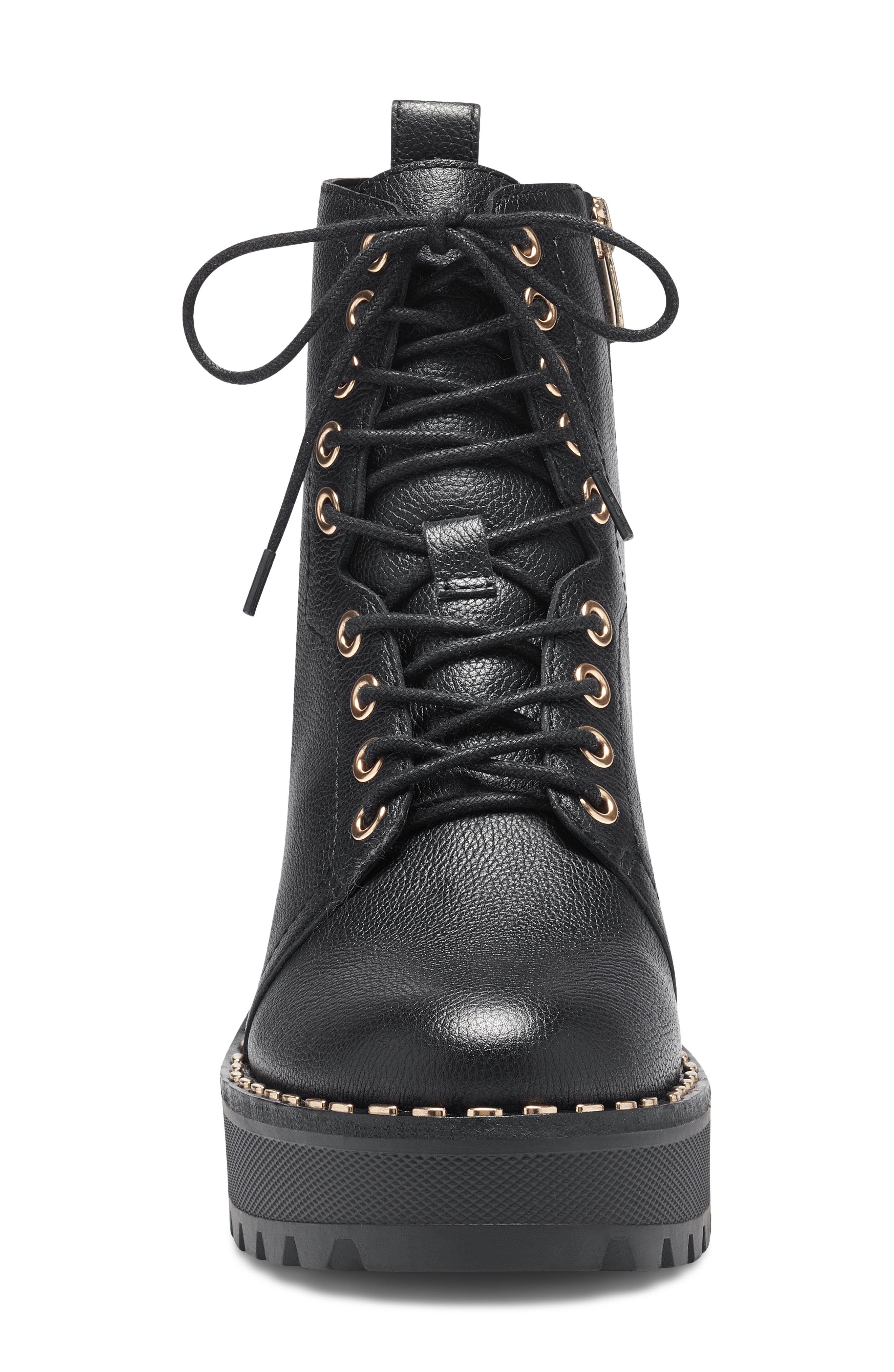 Mecale Lace-Up Bootie, Alternate, color, BLACK LEATHER