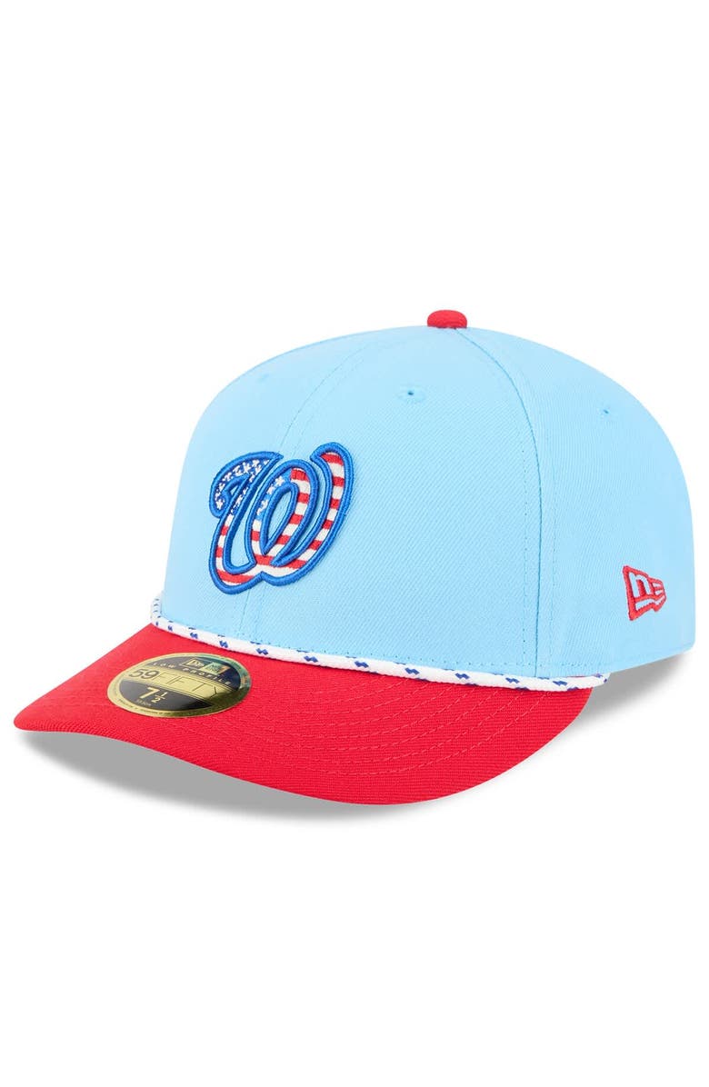 New Era Men's New Era Light Blue/Red Washington Nationals 2025 Fourth of July Low Profile 59FIFTY Fitted Hat, Alternate, color, Light Blue
