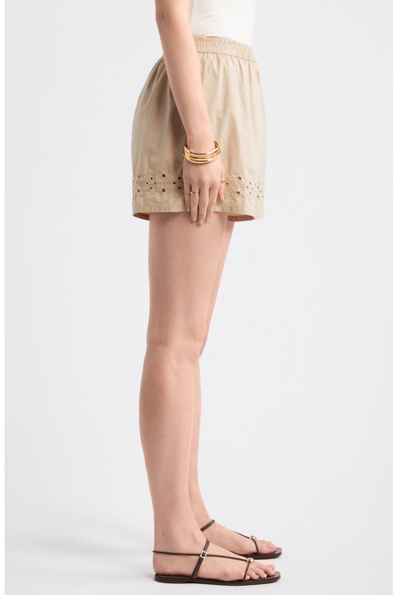 Embroidered Poplin Shorts, Alternate, color, BEIGE HUMUS