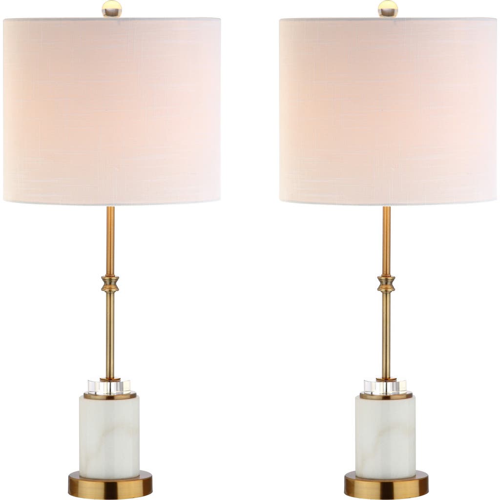 Jonathan Y Designs Set Of 2 Harper 27in Marble & Crystal Table Lamps In White/brass Gold