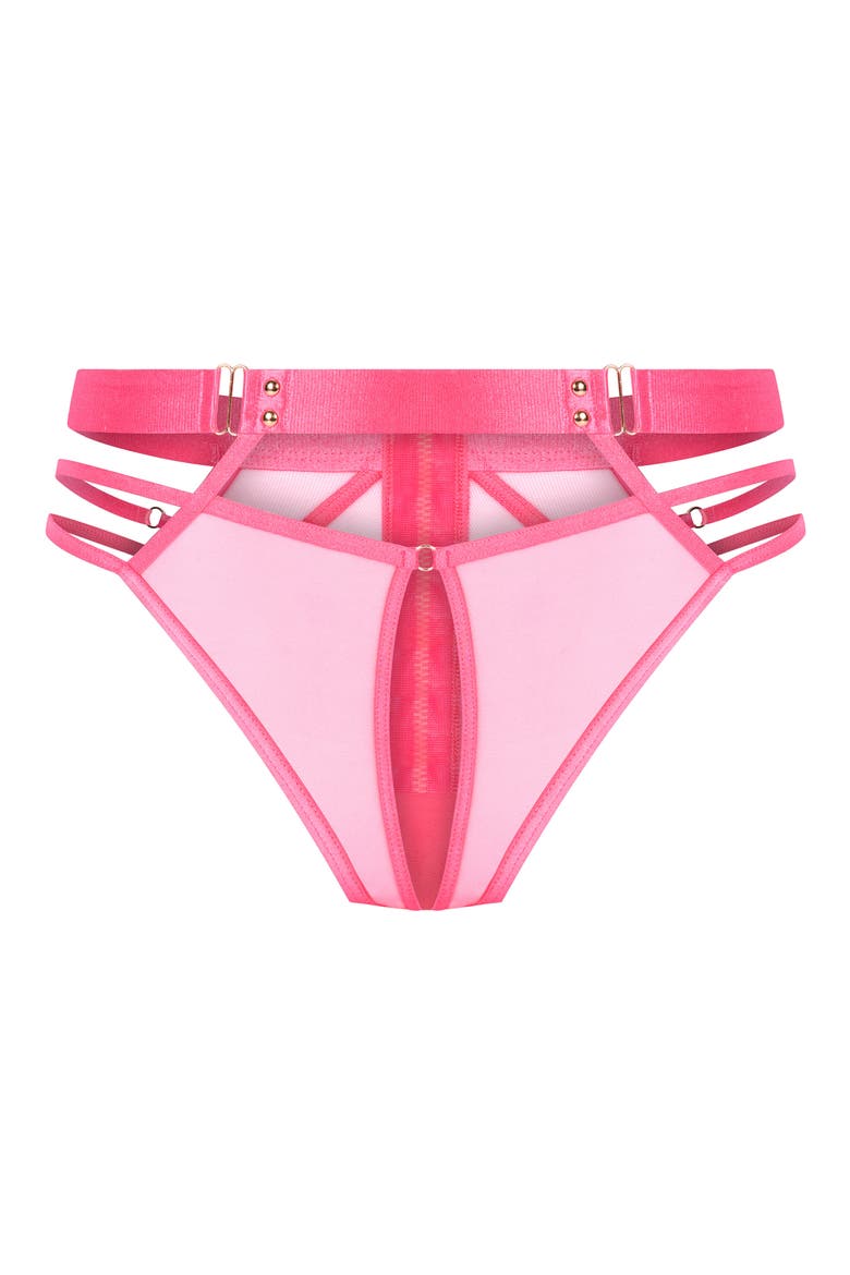 Sable Cutout Brazilian Briefs, Alternate, color, CAMELLIA ROSE