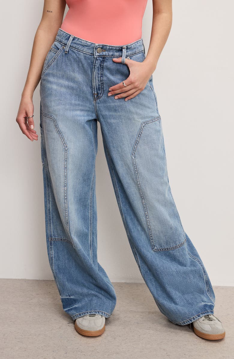 Good American Good Standard Ease Petite Carpenter Jeans, Alternate, color, Indigo879