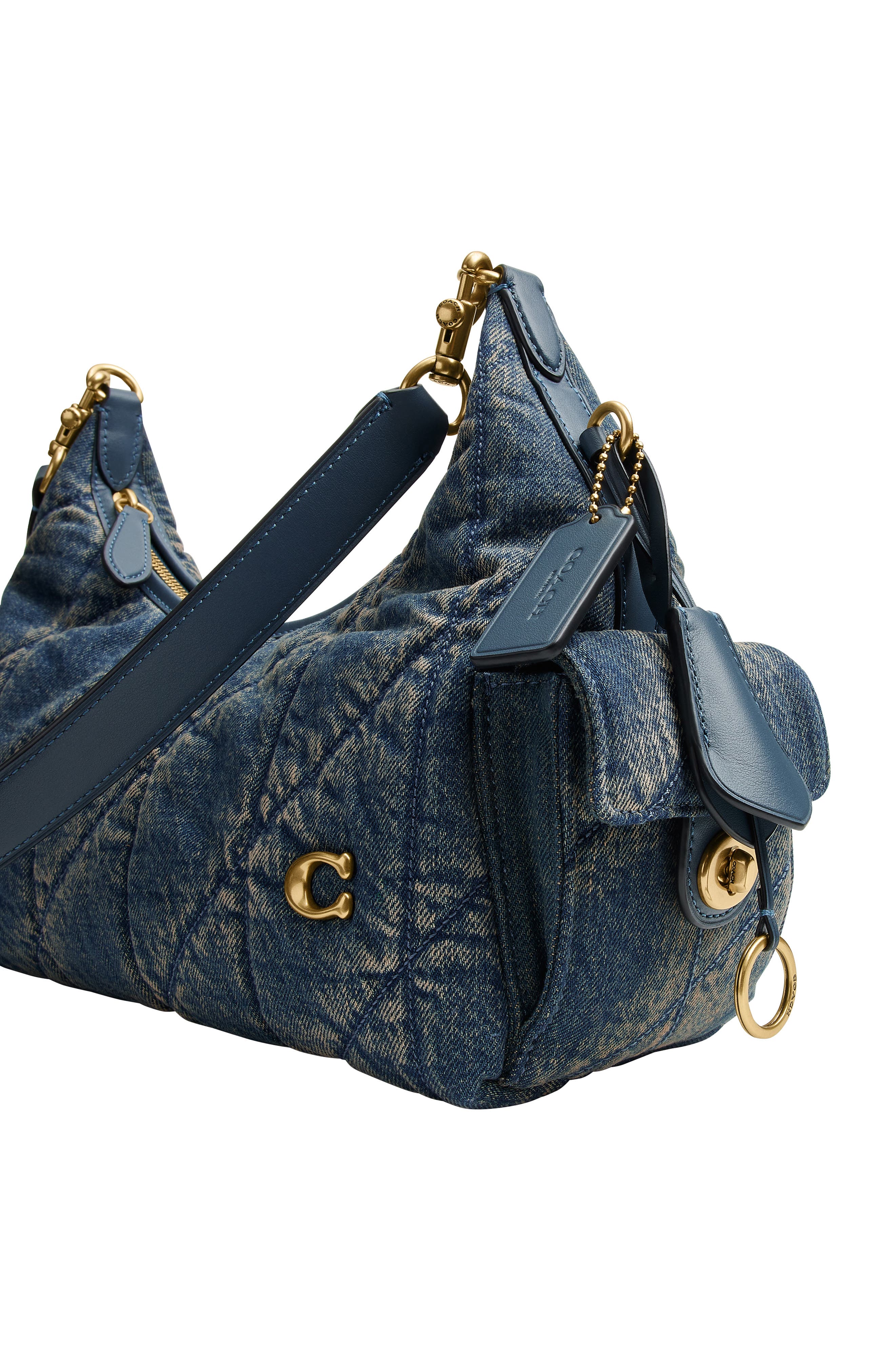 Pocket Juliet 30 Quilted Denim Hobo Bag, Alternate, color, B4/ DARK INDIGO