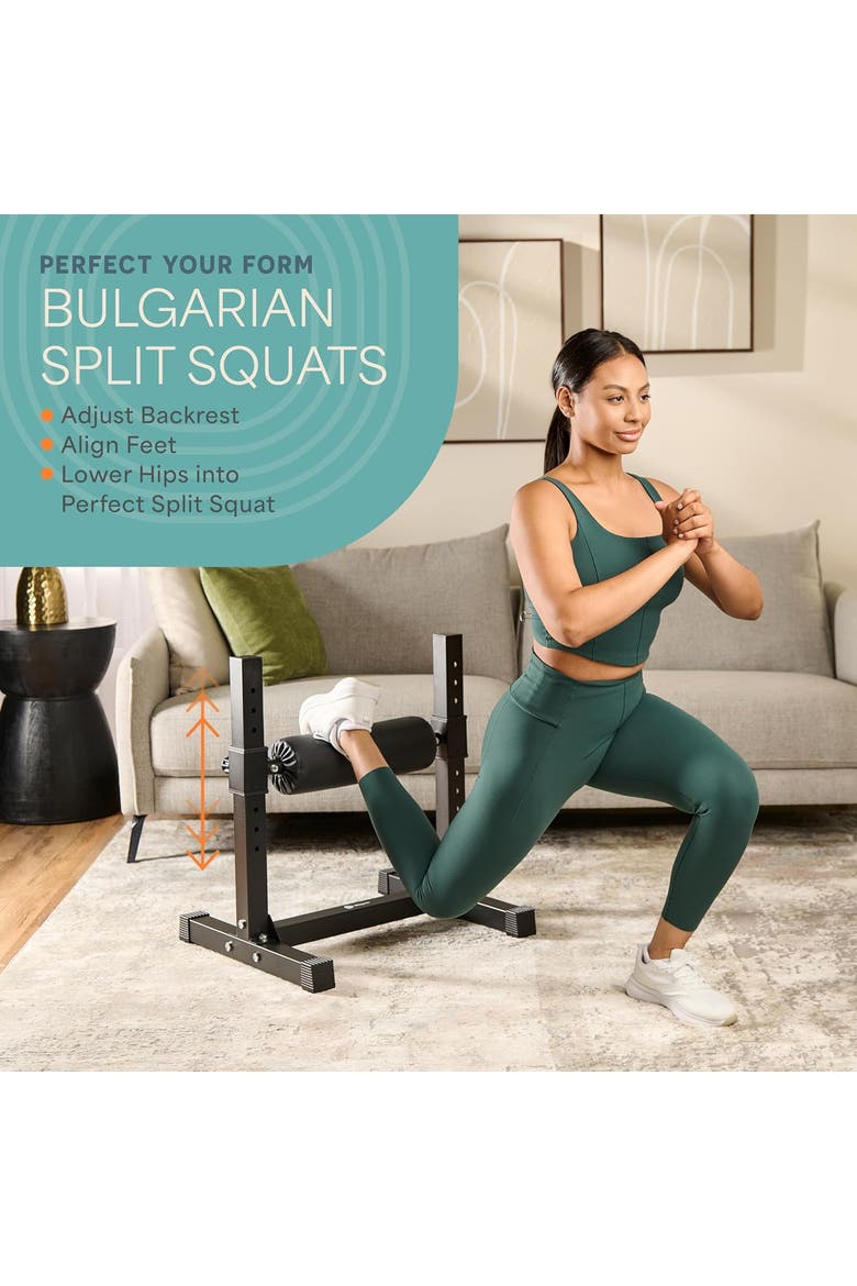 Bulgarian Split Squat Stand Adjustable 330lb Leg Roller, Alternate, color, Black
