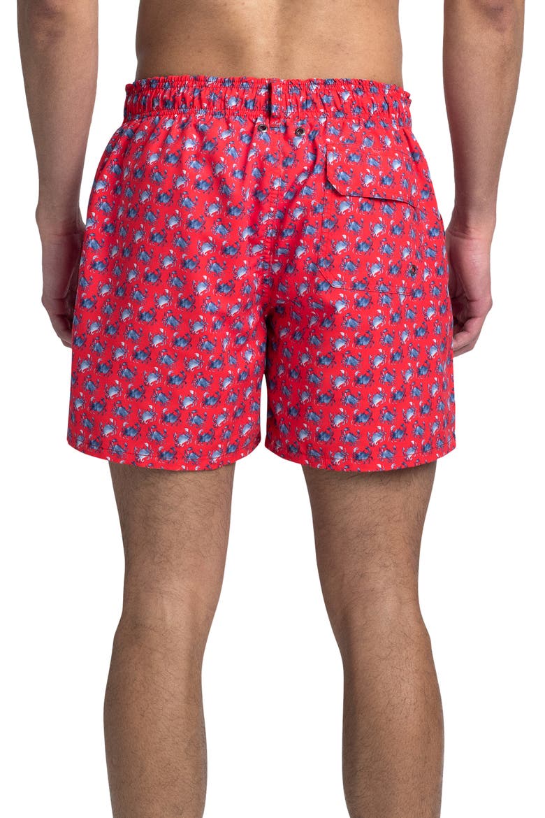 Crab Print Swim Trunks, Alternate, color, RUBY