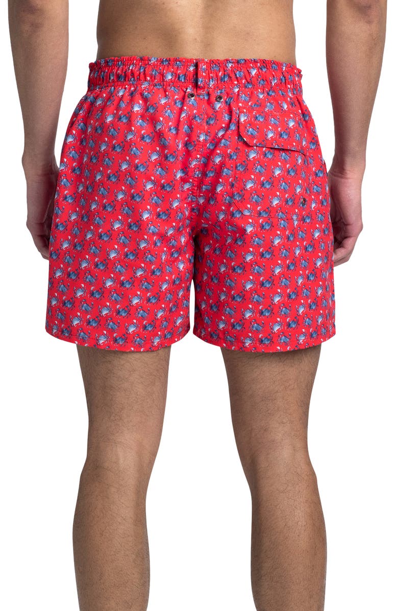 Bugatchi Crab Print Swim Trunks, Alternate, color, 