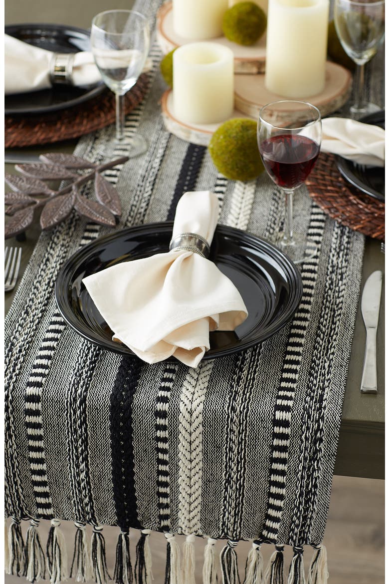 Braided Stripe Table Runner, Alternate, color, BLACK