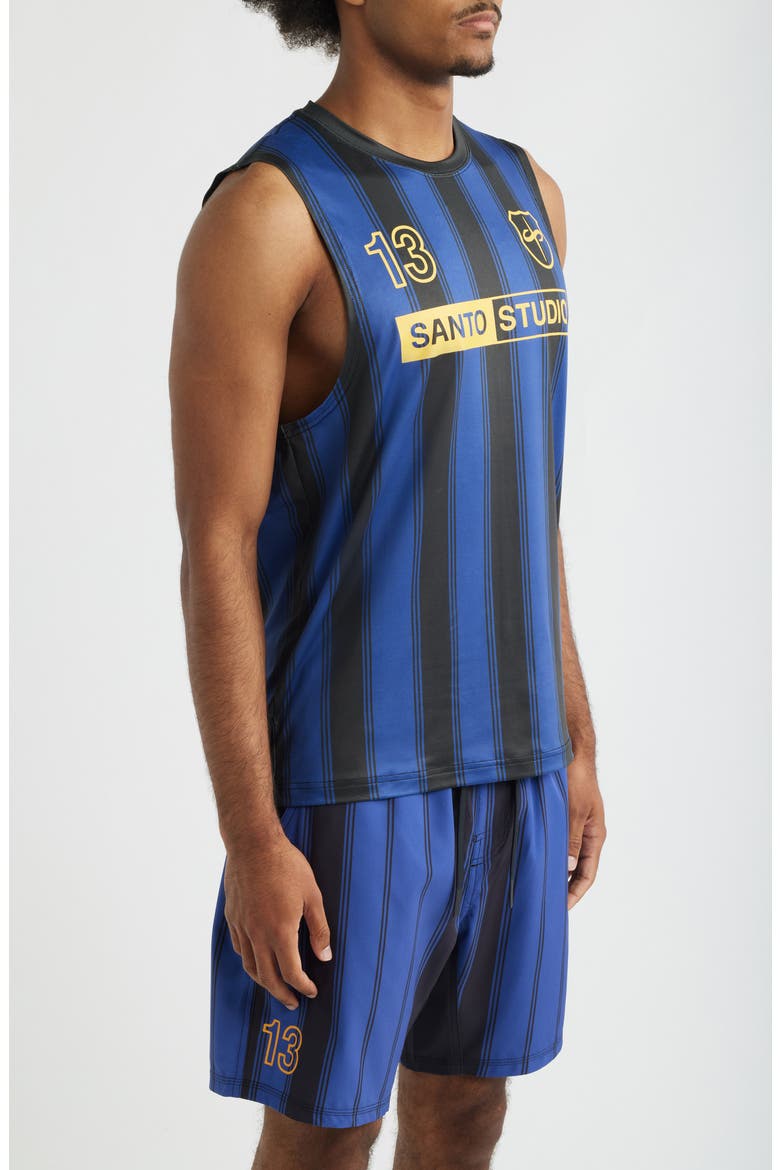 Santo Futbol Tech Stripe Tank, Alternate, color, BLACK
