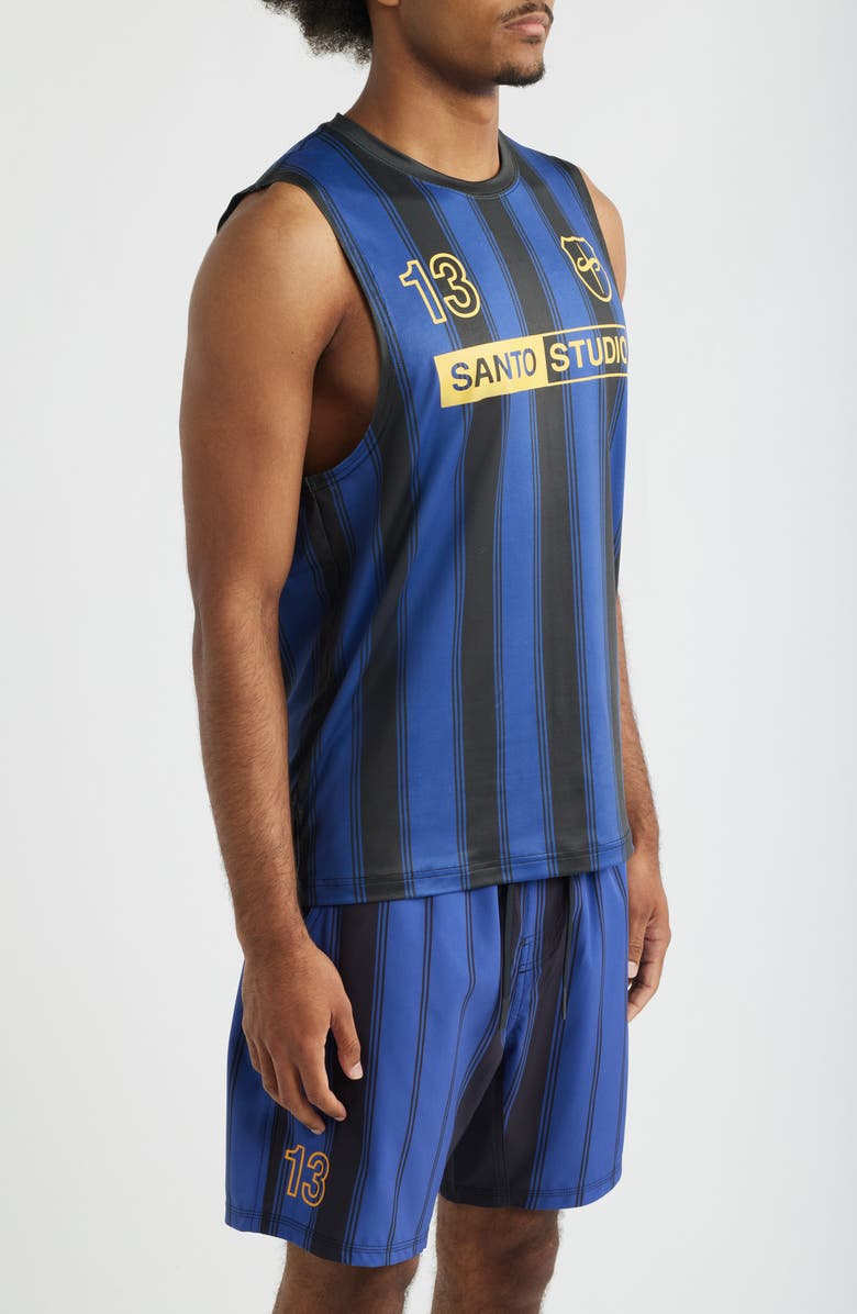 SANTO STUDIO Santo Futbol Tech Stripe Tank, Alternate, color, Black