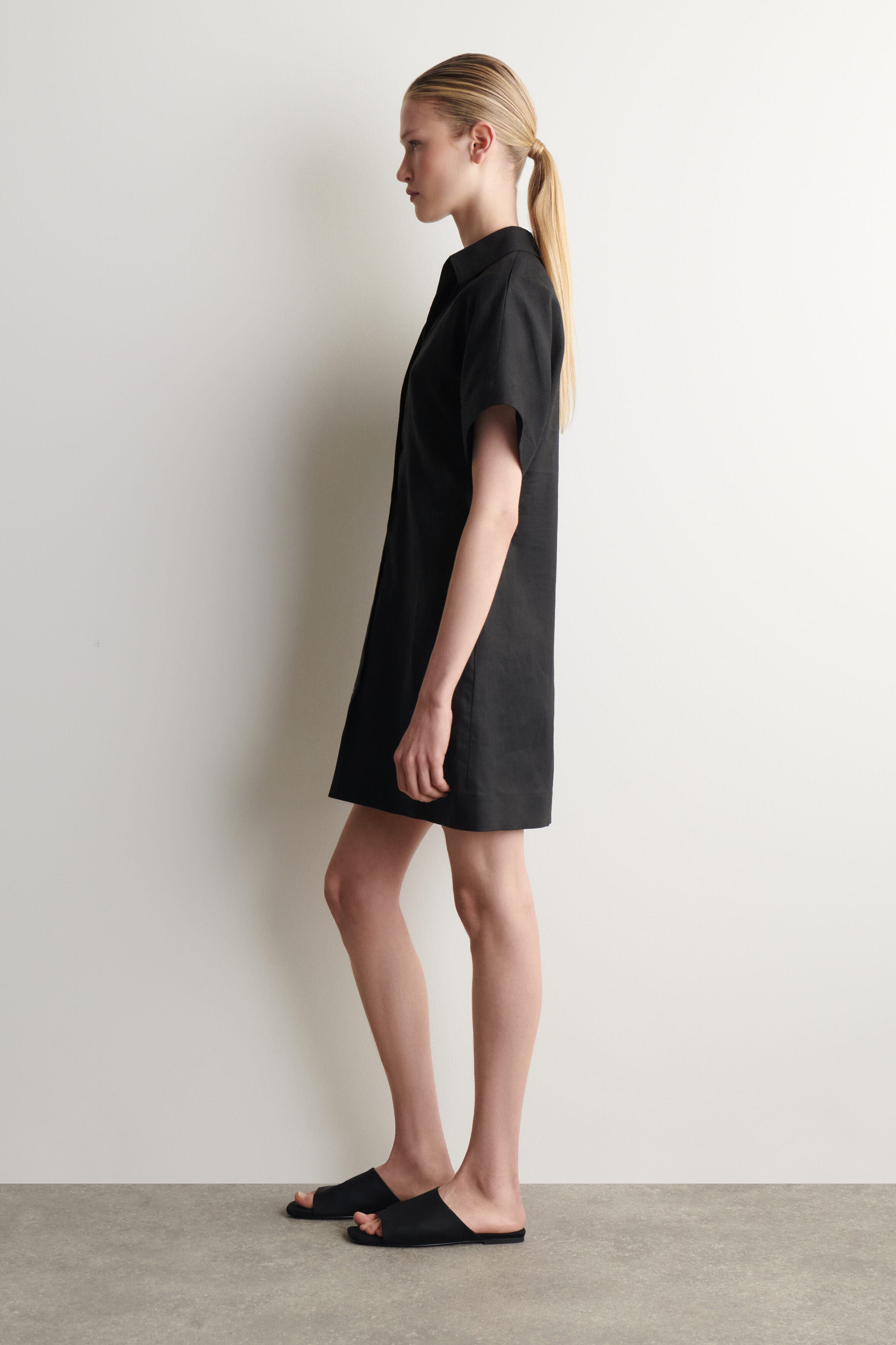black shirt dress short sleeve COS Open-collar Linen Mini (Women) Color:Denim 2310 STUDIO Turtleneck long-sleeves Custom Long Evening Dress COS Cotton
