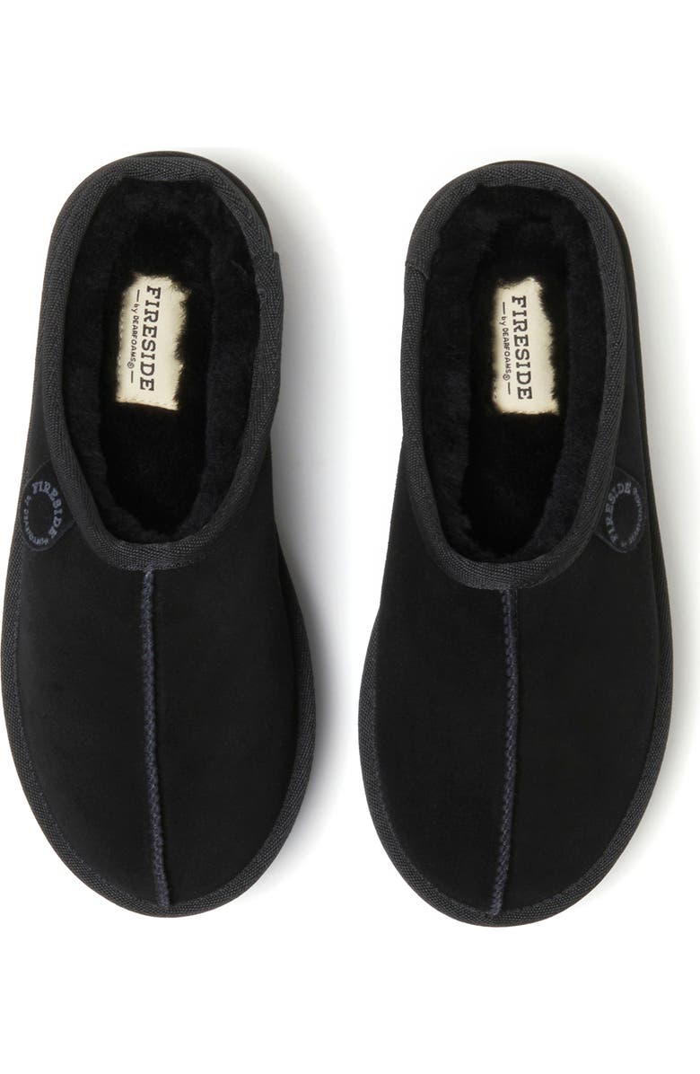 DEARFOAMS Fireside Queenstown Genuine Shearling Platform Clog Slipper, Alternate, color, Black