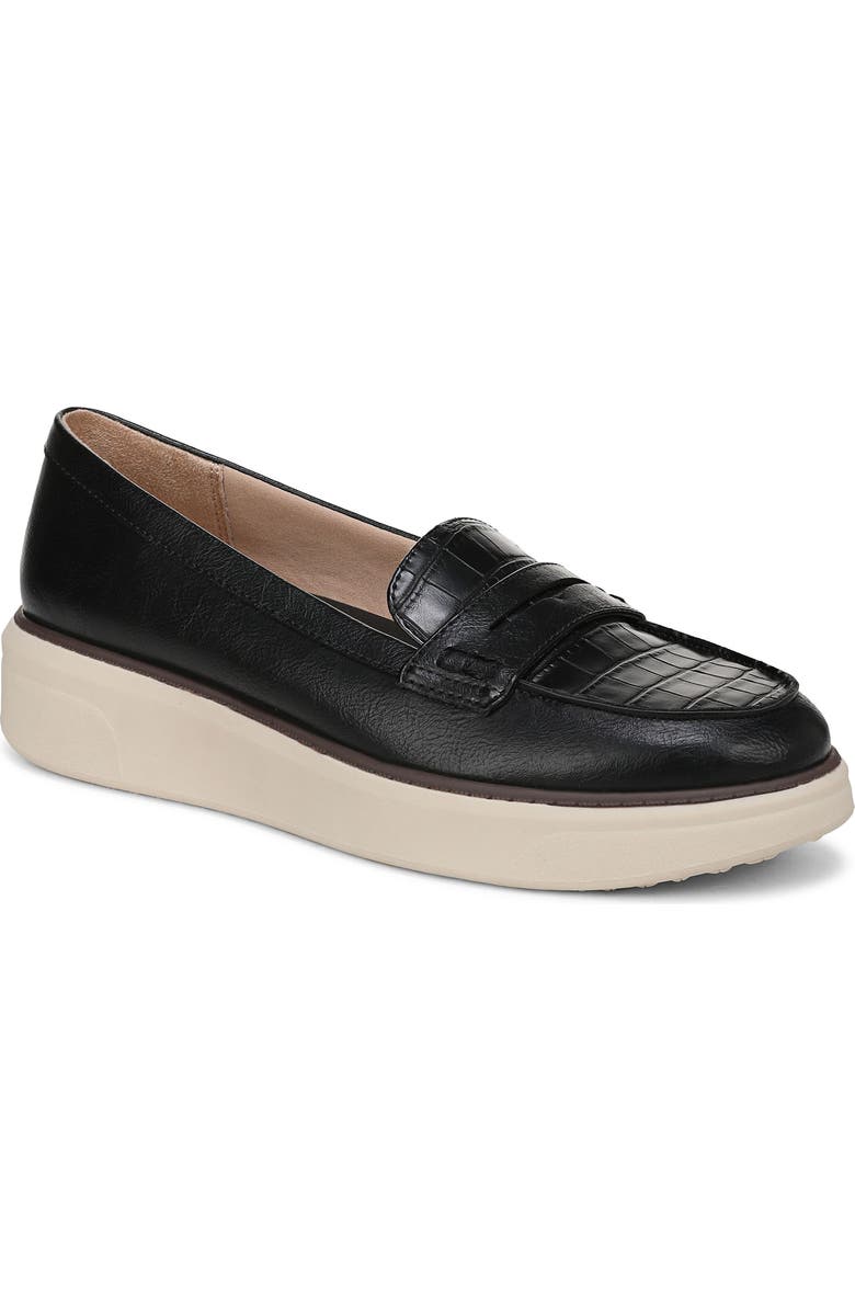 LifeStride Chelsea Platform Penny Loafer, Main, color, Black / Black