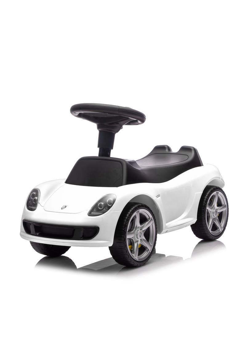 Officially Licensed Porsche 911 Carrera GT Foot-to-Floor Ride-On Car for Toddlers 1-5, Horn, Light, Storage, Black, Main, color, WHITE