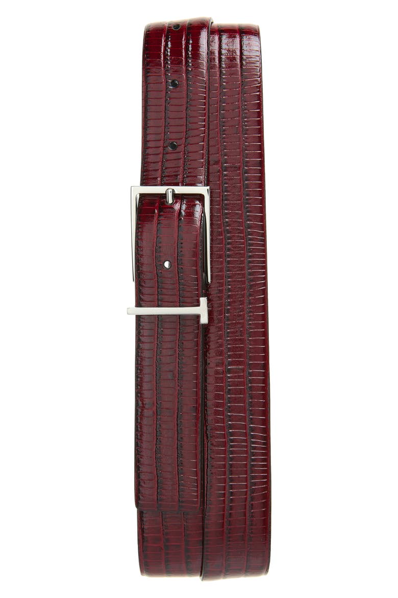 Tejus Embossed Leather Belt, Main, color, RAP RUBY RED