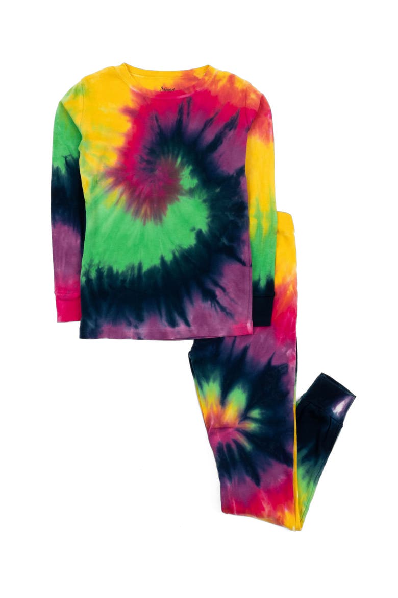 Kids Two-Piece Tie Dye Cotton Matching Family Pajamas, Alternate, color, Tie Dye Swirl Girls