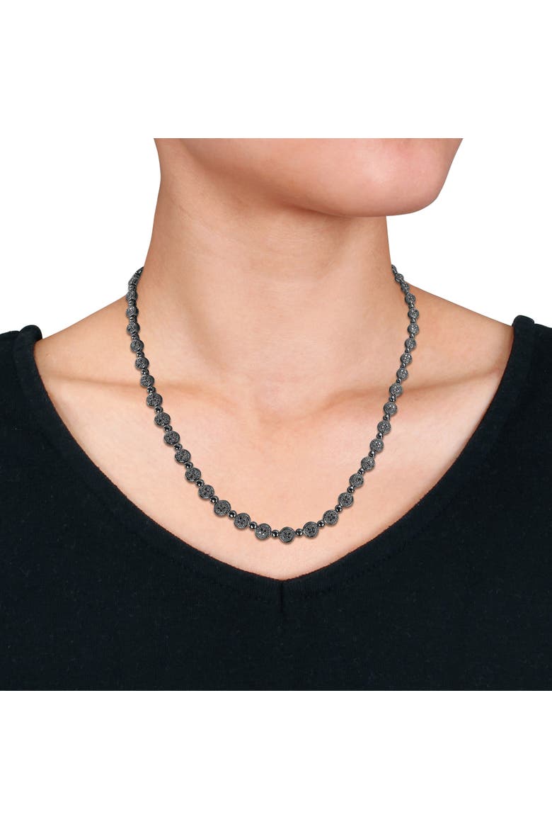 1 CTW Diamond Tennis Necklace Sterling Silver, Alternate, color, Black Diamond