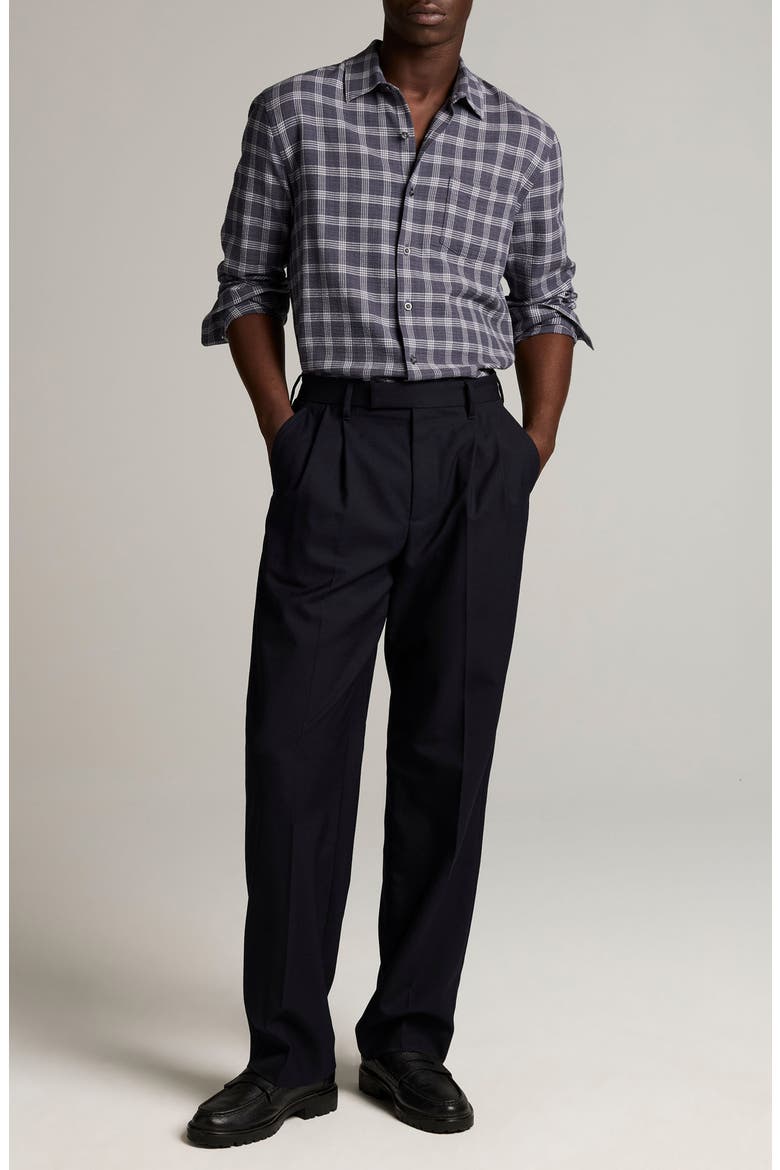 Simmons Plaid Long Sleeve Button Up Shirt, Alternate, color, INK BLUE COMBO