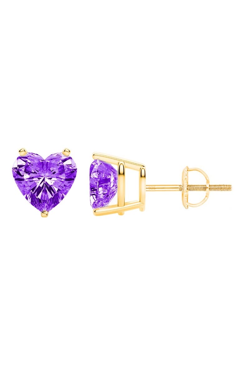 Sterling Silver Amethyst Screw Back Studs, Main, color, Purple
