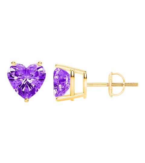 Sterling Silver Amethyst Screw Back Studs