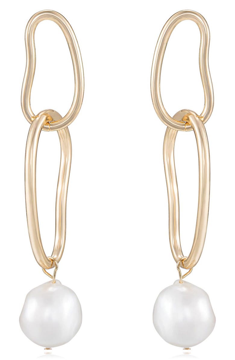 Ettika Cultured Freshwater Pearl Link Drop Earrings, Main, color, 