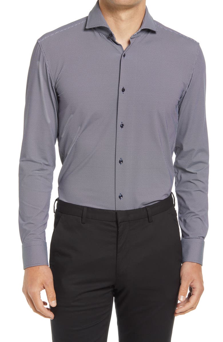 BOSS Jason Slim Fit Microdot Performance Dress Shirt, Main, color, 