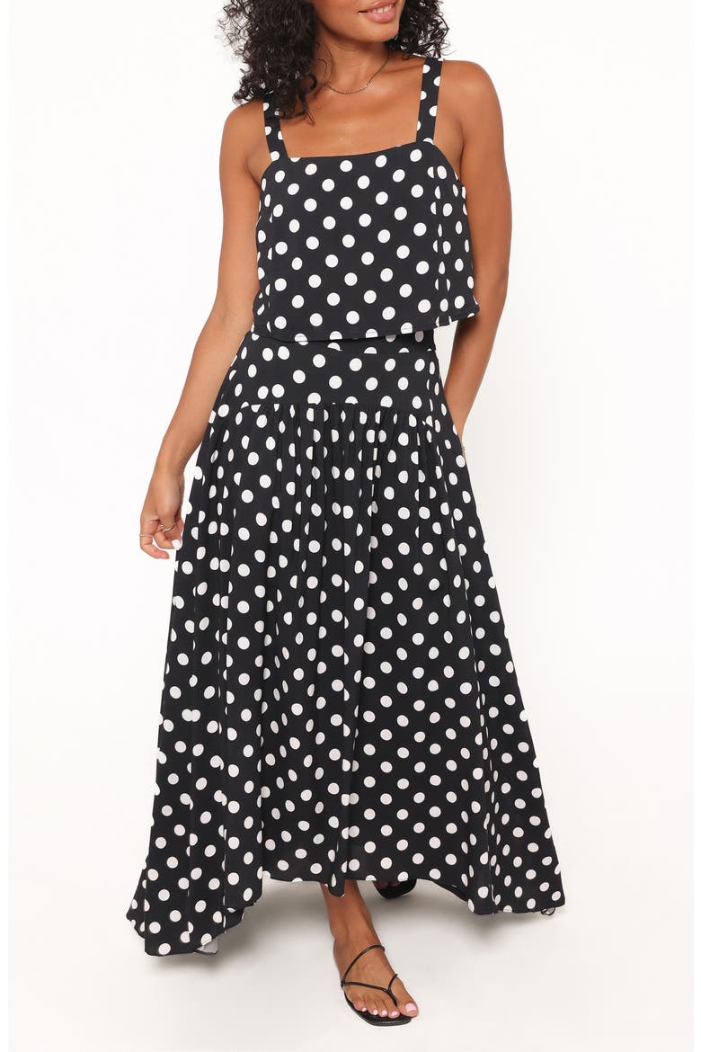 Lula Polka Dot Top & Maxi Skirt Set, Main, color, BLACK POLKA DOT