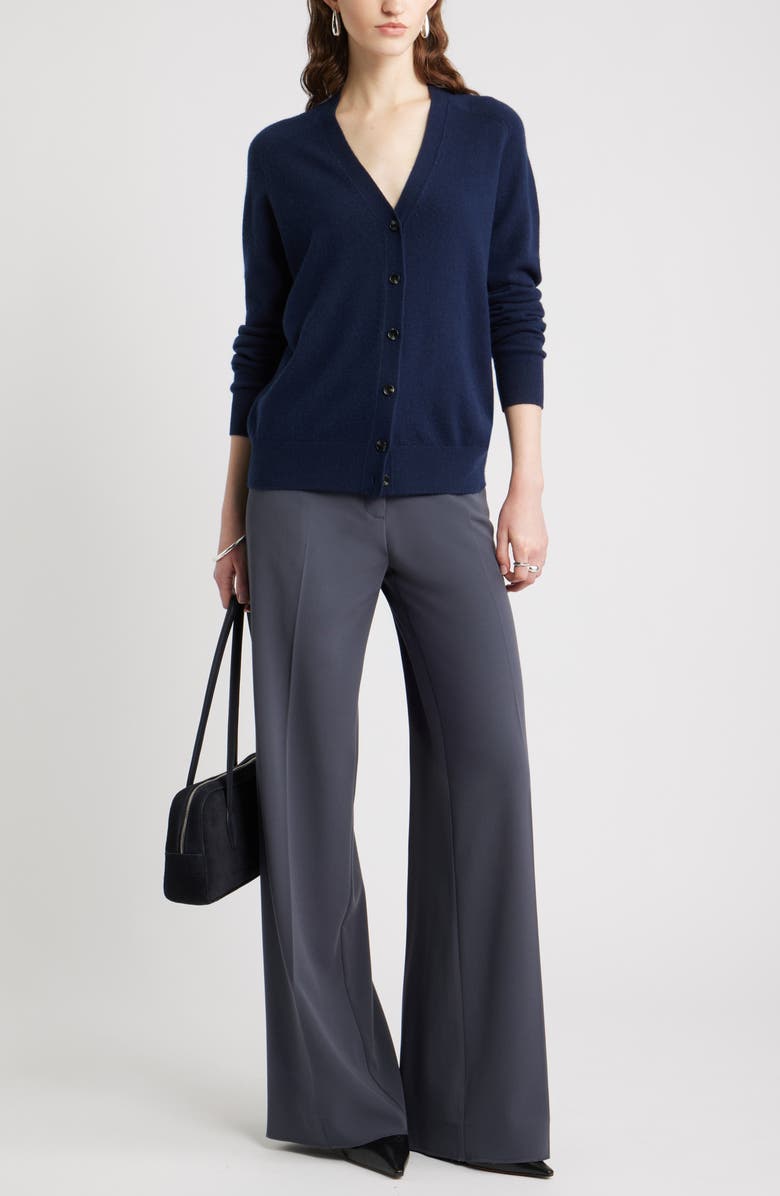 Nordstrom Cashmere V-Neck Cardigan, Alternate, color, Navy Night
