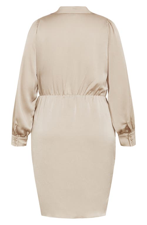 City Chic Marlowe Faux Wrap Dress In Neutral